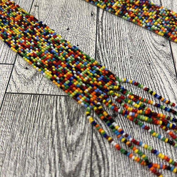 Women’s rainbow colorful seed bead multilayered necklace - Picture 4 of 4